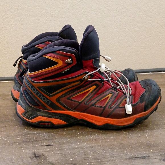 Men's Salomon X Ultra 3 Mid GTX Hiking Boots Red Size 10 - Picture 2 of 9